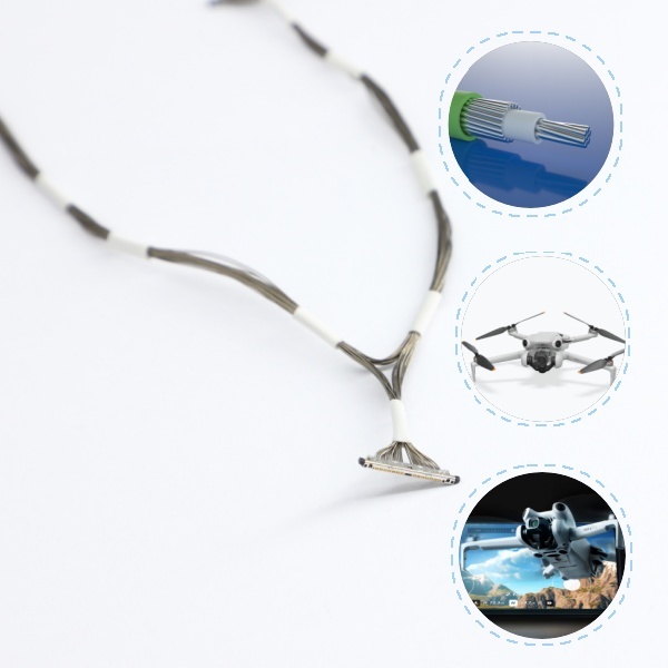 Customize DF56 50P+DF56 26P+DF56 26P 46AWG Micro Coaxial Cable Harness Assembly for Electronic Computer UAV Drones with PTFE