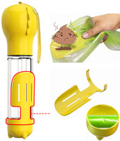 Gourde d'eau portable pour chien 3 en 1 avec récipient pour nourriture et sac à déchets pour chiens et chats en voyage