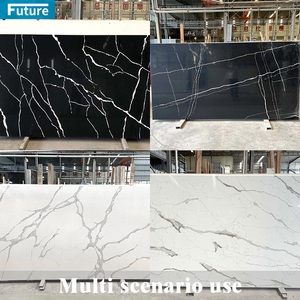 แผ่นหินควอตซ์เทียมสีดำทันสมัยสำหรับเคาน์เตอร์ห้องครัวแผงปูพื้นกระเบื้องปูพื้นห้องน้ำ - Product Image 3