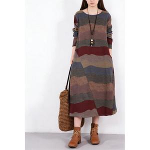 Nouvelle Robe Imprimée Décontractée à Manches Longues et Col Montant pour Femme, Style <span class=keywords><strong>Littéraire</strong></span> Printemps-Automne, Coupe Ample et Ajustée en Spandex/Polyester - Product Image 2