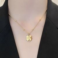 Collier pendentif trèfle à quatre feuilles en acier inoxydable plaqué or 18 carats PVD de haute qualité, sans ternissement, avec zircon, pour femmes