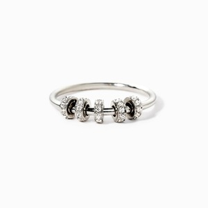 Bague rotative en <span class=keywords><strong>argent</strong></span> sterling S925 SPJ, anneaux anti-anxiété pour femmes, zircon coloré, perles rotatives, produit tendance, prêt à l'emploi - Product Image 1