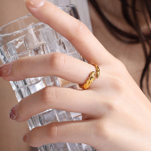 European Style Gold <b>Ring</b> 7mm Irregular Opening Geometric Design Unisex Jewelry Gift - Product Image 4