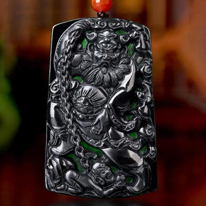 Pendentif en jade noir naturel Zhong Kui, design original, style chinois, cadeau avec certificat d'évaluation C293 - Product Image 2