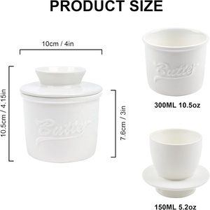 Pot à beurre en céramique française écologique avec joint de ligne d'eau de couvercle de pot en porcelaine à motif végétal pour réfrigérateur de comptoir de cuisine - Product Image 2