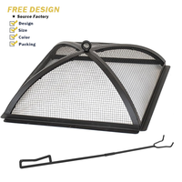 Grille de protection carrée de 22 pouces pour foyer extérieur, en acier inoxydable, avec maille de protection réglable