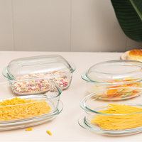 Grand ensemble de plats à four durables, résistants au four, en verre borosilicate transparent, avec couvercle en verre