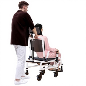 Silla de enfermería multifuncional para personas mayores, de aleación de aluminio, con ruedas y función de inclinación para bañarse y lavarse el cabello - Product Image 2