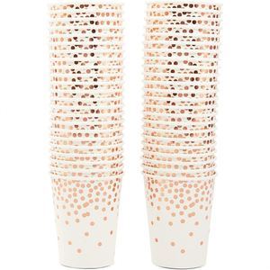 Gobelets de fête en papier recyclable à double paroi personnalisés - 50 unités 9oz Or Rose Confetti pour Whisky et Boissons Énergisantes - Product Image 1