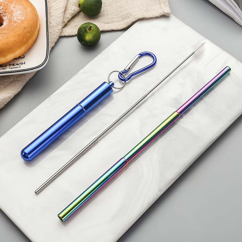 blue case+rainbow straw