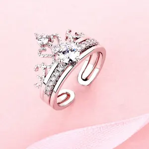 Coppia di gioielli in pietra personalizzati in ottone corona coppia anello Design