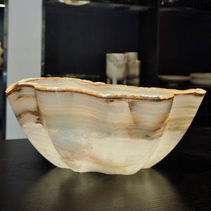 Cuenco Decorativo <span class=keywords><strong>de</strong></span> Mármol <span class=keywords><strong>Ónix</strong></span> Natural - Frutero <span class=keywords><strong>de</strong></span> Piedra <span class=keywords><strong>de</strong></span> Lujo para Decoración <span class=keywords><strong>de</strong></span> Mesa en Hogares y Hoteles - Product Image 1