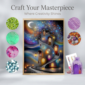 Kit Pittura Diamante 5D Full Drill: Paesaggio Fantastico Notturno con <span class=keywords><strong>Casa</strong></span>, <span class=keywords><strong>Arte</strong></span> Diamantata Fai da Te, Mosaico Fatto a Mano per Decorazioni <span class=keywords><strong>Casa</strong></span> - Product Image 1