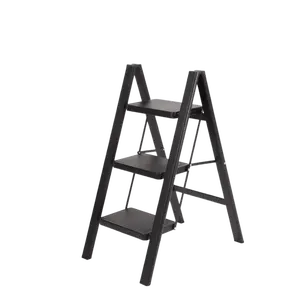 Tangga lipat aluminium hitam, tangga tangga dudukan beavy sempit dengan Ahnti-slip kaki untuk ruang tamu kotak coklat Modern
