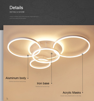 Plafonnier LED Cercles JACKSUN en Acrylique et Aluminium Doré pour Chambre, Bureau et Hôtellerie