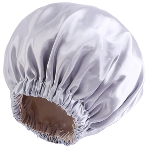 Grand <span class=keywords><strong>bonnet</strong></span> de douche réglable personnalisé en satin de soie à double couche de mode pour femmes Bonnets de cheveux pour dormir Chapeaux avec logo - Product Image 2