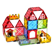 Bloques de Construcción Magnéticos Ensamblables con Temática de Construcción, Juguetes Educativos Magnéticos de Plástico ABS Transparente y Colorido para Niños
