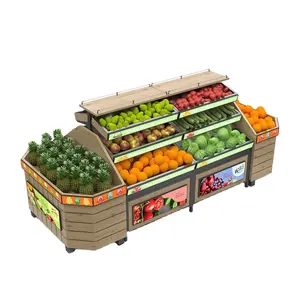 Supermarkt Commercial Vegetable Rack Display Rack Holz Obst Gemüse Display Rack Regal