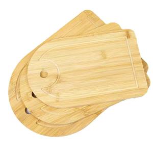 Tabla de cortar de bambú redonda de color madera natural con ranura de drenaje para uso doméstico, diseño de madera maciza - Product Image 2