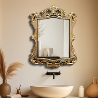 Miroir décoratif Art Déco rétro européen, en bois gaufré à la main, à suspendre au mur, pour mariage, Pâques, usage domestique, style cour.