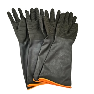Gants en caoutchouc industriels noirs et <span class=keywords><strong>orange</strong></span> de 14 pouces, longueur coude, très résistants, extra épais, paume spéciale anti-plis, imperméables et antidérapants - Product Image 6