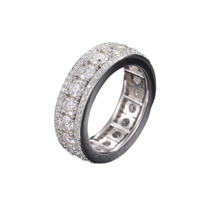 Anillo de Boda de Moissanita VVS de 3 Hileras para Mujer, Plata de Ley 925 Chapada en Oro, Engaste de Garras, Certificado GRA, Anillo Clásico - Product Image 1