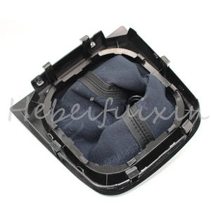 Poignée de levier de vitesse en cuir noir 5/6 vitesses avec cache anti-poussière pour Volkswagen Sagitar Golf - Product Image 2