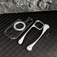 Étui de téléphone magnétique sans cadre en métal aluminium de luxe pour iPhone 16 15 Pro Max avec support à 360 ° couverture arrière rigide en PC transparent