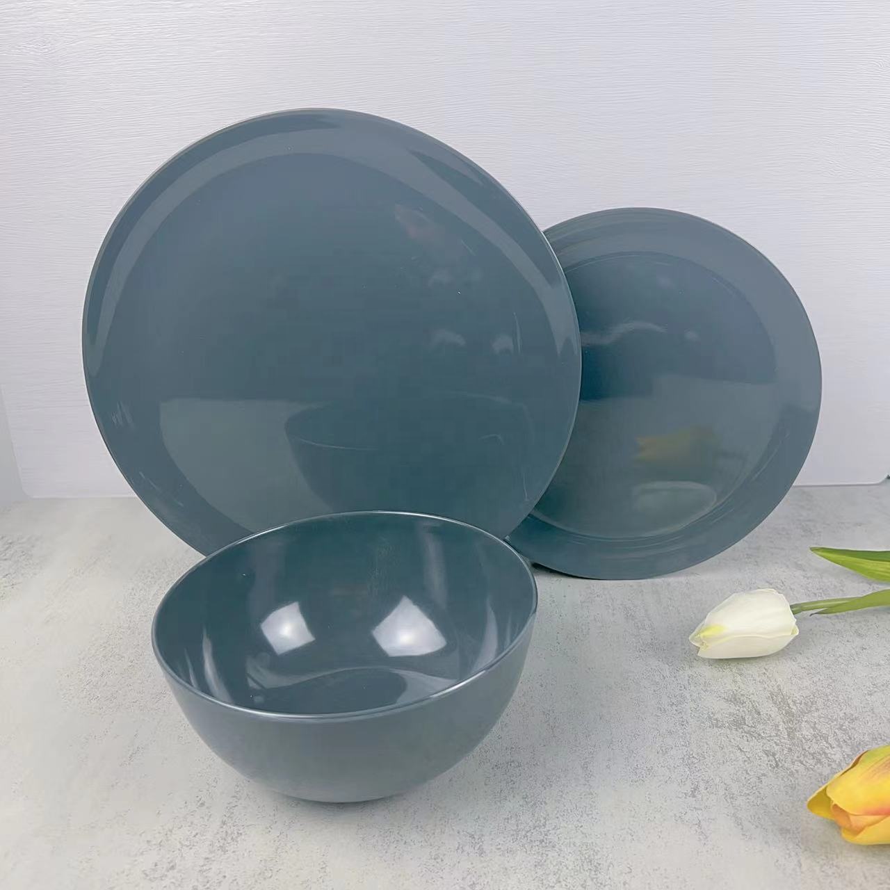 Melamine Blue Willow Dinnerware BPA Free Durable Set