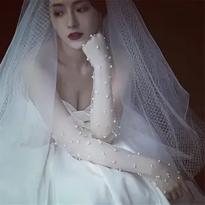Yilimi Đảng Găng tay ren ngón găng tay sexy cưới Bridal dài găng tay