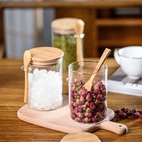 Grains de café Noix Bonbons Sucre Cube Titulaire Conteneurs De Stockage Noix Canister Bocal En Verre Avec Couvercle En Bois et Cuillère
