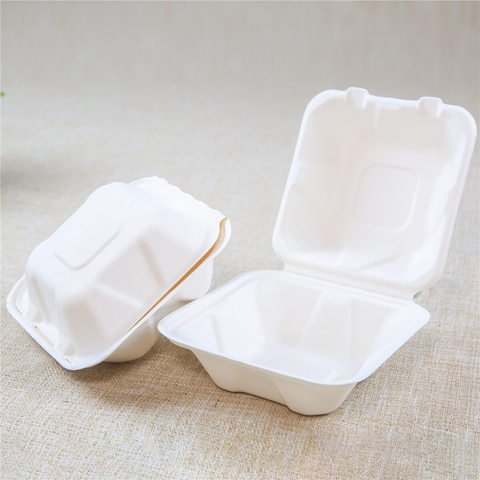 Biodegradable disposable food clamshell/3 5 compartments food box/tray