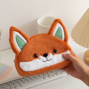 Étui à crayons en peluche renard de dessin animé personnalisé en usine avec yeux en plastique sécurisés – Prix idéal pour les étudiants - Product Image 2