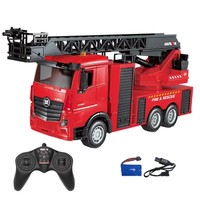 Camion de pompiers télécommandé en métal 1:18 à 15 canaux avec échelle aérienne, pompe à eau et lance d'incendie Huina 1361