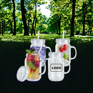 Vaso Reutilizable de Doble Pared de 16 oz con Logotipo Personalizado, Estilo Bola de Nieve, Tapa de Frasco Mason y Pajita, Ecológico, Unisex, de Plástico - Product Image 3