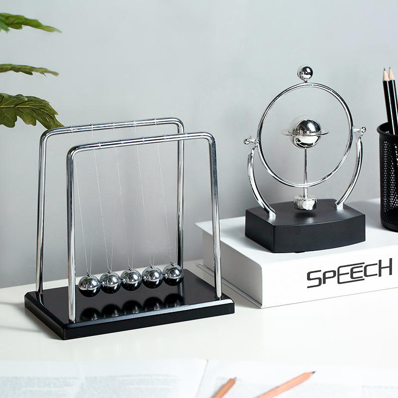 Home Office Perpetual Motion Desk Toy Steel Iron Art Balance Metal Ball Pendulum Newtons Cradle