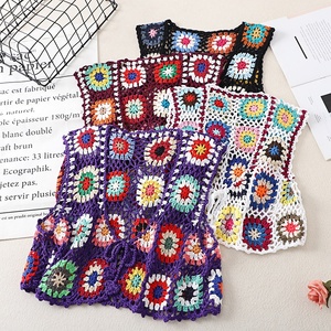 <span class=keywords><strong>Gilet</strong></span> en <span class=keywords><strong>crochet</strong></span> à motif floral style doux, col en V, cardigan ajouré court tricoté à la main pour <span class=keywords><strong>femme</strong></span>, idéal printemps-automne - Product Image 1