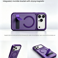 Étui de téléphone avec béquille magnétique pour iPhone 18 17 16 15 Pro Max Air, support métallique invisible, coque de téléphone antichoc