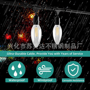 Kit de Cables de Acero Inoxidable para Exteriores con Tensores de Resorte, Ganchos y Herrajes, 18M, Fácil Instalación - Product Image 2