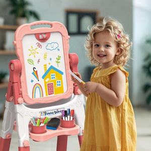 高度可调360度旋转站立双面画架绘图板玩具粉笔板白板绘画艺术画架套装 - Product Image 2