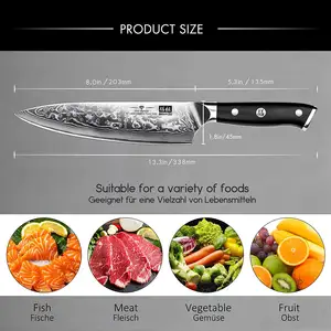 Профессиональные кухонные ножи SHAN ZU PRO серии ультра острые японские VG10 со стальным сердечником 8 дюймов, дамасский поварский нож с подарочной коробкой