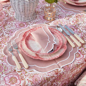 Wholesale New Design 45% Cotton 55% <strong>Linen</strong> Dusty Rose Cocktail <strong>Napkins</strong> Embroidered <strong>Scallop</strong> Edge - Product Image 6