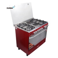 Four commercial Xunda 90 cm, cuisinière électrique et à gaz 6 feux, 4 brûleurs et 2 plaques chauffantes électriques avec four électrique pour la cuisson