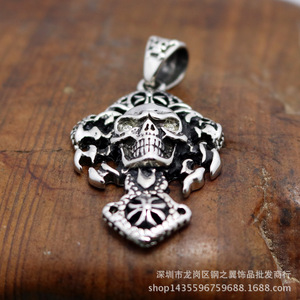 Yunnique-collar con colgante de calavera de acero inoxidable para hombre, diseño de esqueleto de estilo gótico, joyería de moda de Color blanco - Product Image 4