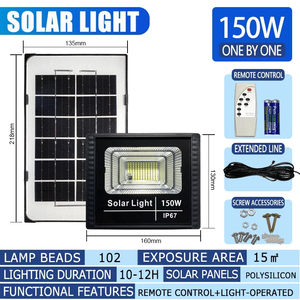 <span class=keywords><strong>LED</strong></span> năng lượng mặt trời đèn lũ không thấm nước IP67 vườn đèn năng lượng mặt trời với điều khiển từ xa ABS Vật liệu cơ thể - Product Image 6