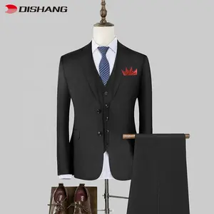 Wholesale Custom Made Black Best Brands Wedding Men's Suits 3 Pieces