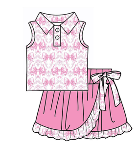 Vestido GSD3477 Personalizado para Niña, Estilo Veraniego, Estampado de Regreso a Clases, Manga con Volantes, Vestido al por Mayor - Product Image 2