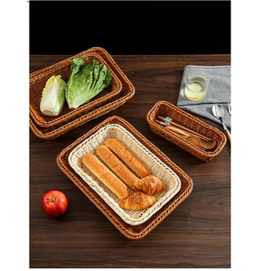 Cestos de Armazenamento de Plástico Modernos e Ecológicos, Simples e Elegantes, Brancos e Marrons, para Pão, Frutas e Uso Doméstico Multifuncional - Product Image 1