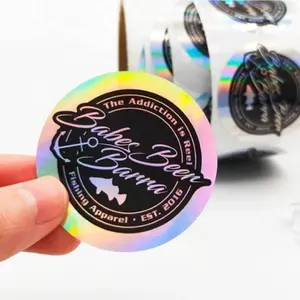 Kustom Pabrik label stiker holografik 3d stiker hologram foil reflektif pelangi kustom