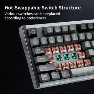 New Arrival 83 Key RGB Backlit Nhôm Cơ khí bàn phím USB Loại C có dây 75 phần trăm trao đổi nóng chơi game Bàn phím cơ khí - Product Image 2